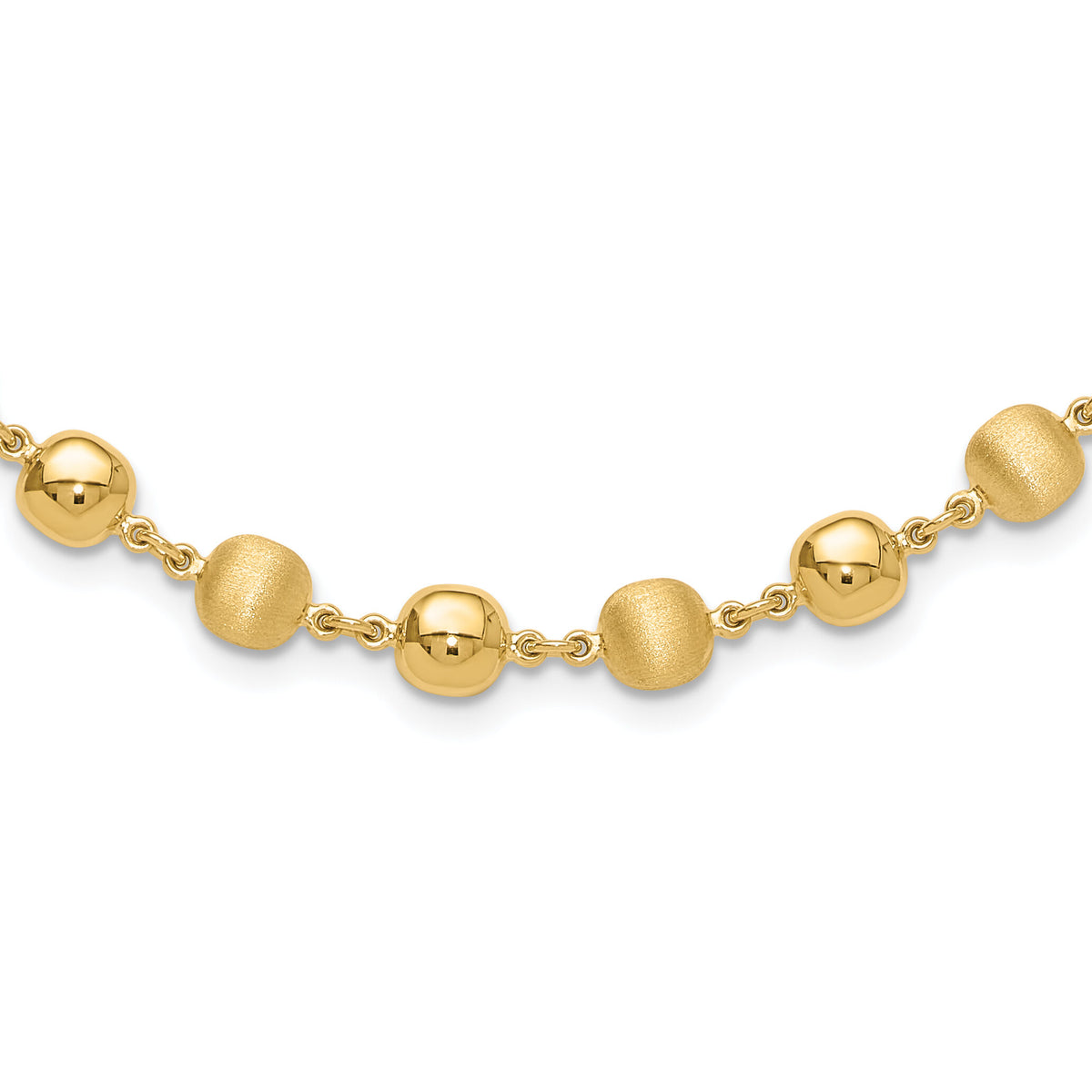 14K Polished and Satin Puffed Circles Necklace-SF2978-17.75