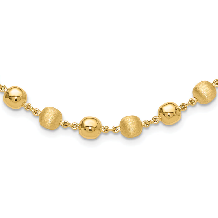 14K Polished and Satin Puffed Circles Necklace-SF2978-17.75