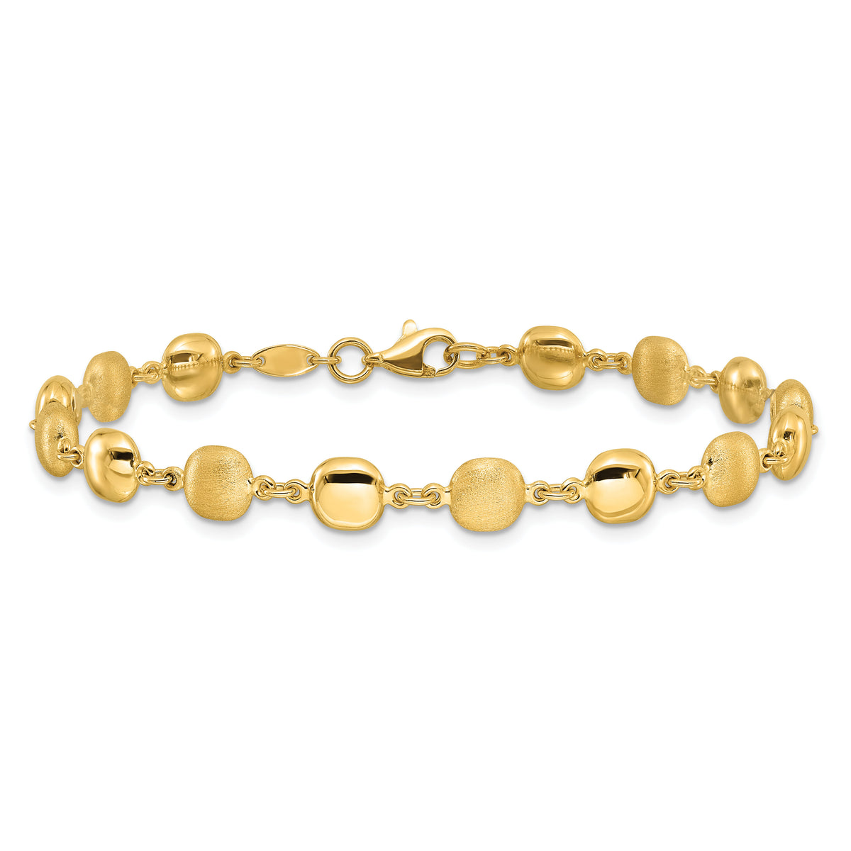 14K Polished and Satin Puffed Circles Bracelet-SF2978-7.5