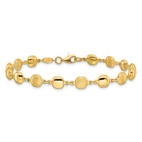 14K Polished and Satin Puffed Circles Bracelet-SF2978-7.5