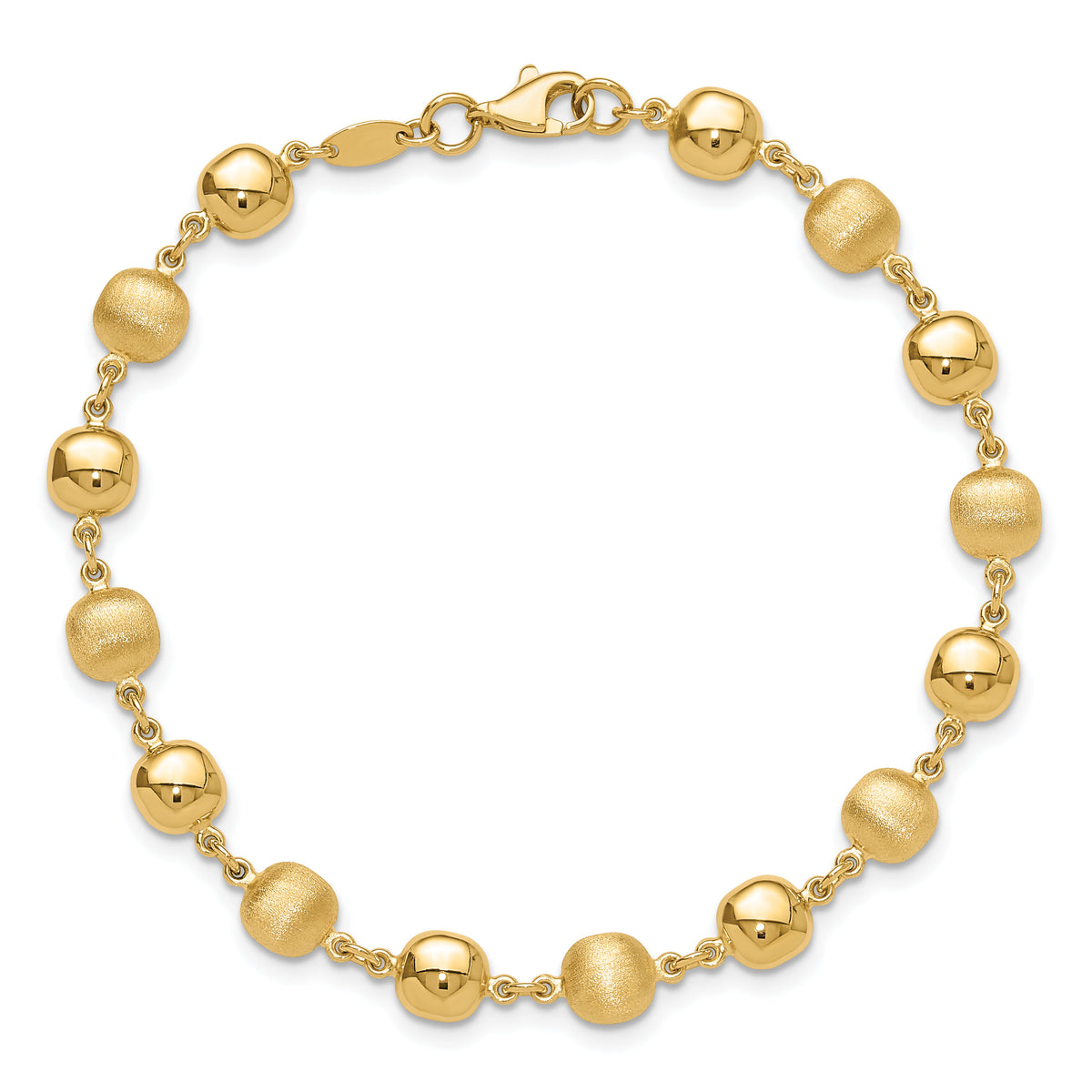 14K Polished and Satin Puffed Circles Bracelet-SF2978-7.5