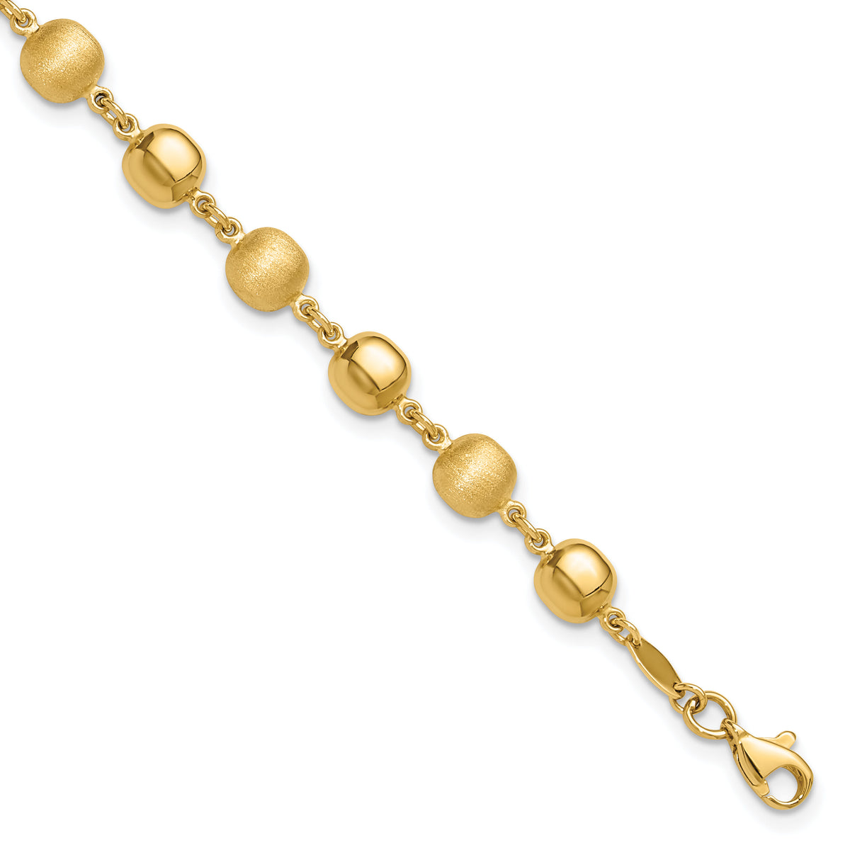 14K Polished and Satin Puffed Circles Bracelet-SF2978-7.5