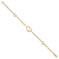14K Paperclip Link Heart 7.25in Bracelet-SF2979-7.25