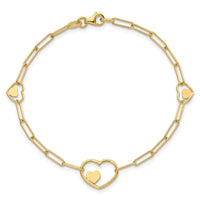 14K Paperclip Link Heart 7.25in Bracelet-SF2979-7.25