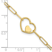 14K Paperclip Link Heart 7.25in Bracelet-SF2979-7.25