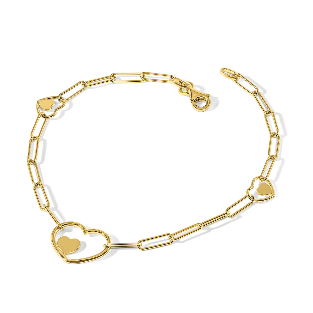 14K Paperclip Link Heart 7.25in Bracelet-SF2979-7.25