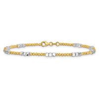 14K Two-tone Diamond-cut Beaded 7.5in Bracelet-SF2986-7.5