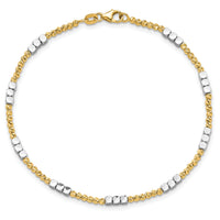 14K Two-tone Diamond-cut Beaded 7.5in Bracelet-SF2986-7.5