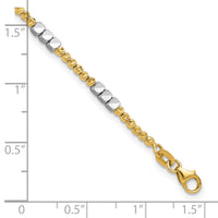 14K Two-tone Diamond-cut Beaded 7.5in Bracelet-SF2986-7.5