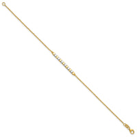14K Two-tone Beaded 7.5in Bracelet-SF3013-7.5