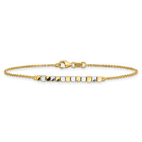 14K Two-tone Beaded 7.5in Bracelet-SF3013-7.5