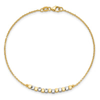 14K Two-tone Beaded 7.5in Bracelet-SF3013-7.5