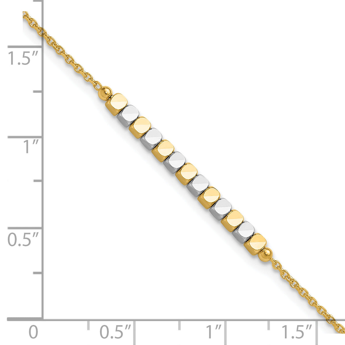 14K Two-tone Beaded 7.5in Bracelet-SF3013-7.5
