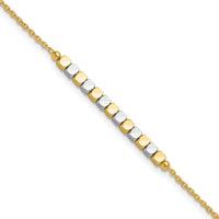 14K Two-tone Beaded 7.5in Bracelet-SF3013-7.5