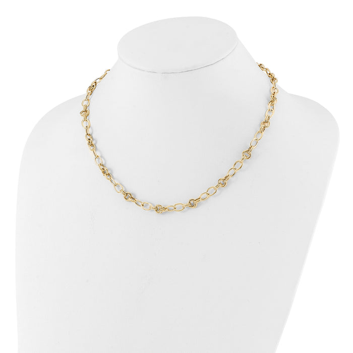 14k Polished and Textured Fancy Link Necklace-SF3016-18.5