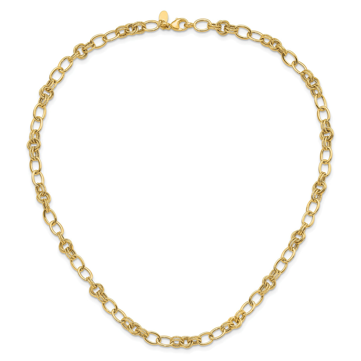 14k Polished and Textured Fancy Link Necklace-SF3016-18.5
