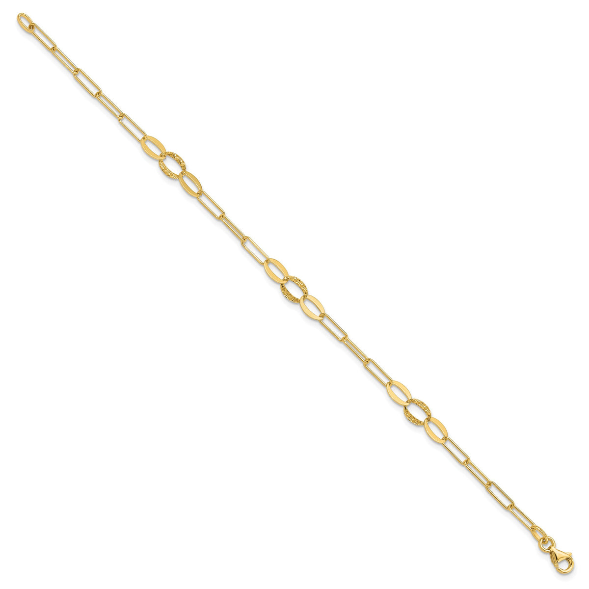 14K D/C Paperclip Link 7.25in Bracelet-SF3017-7.25