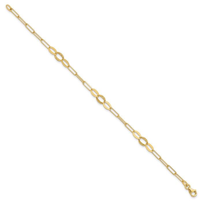 14K D/C Paperclip Link 7.25in Bracelet-SF3017-7.25
