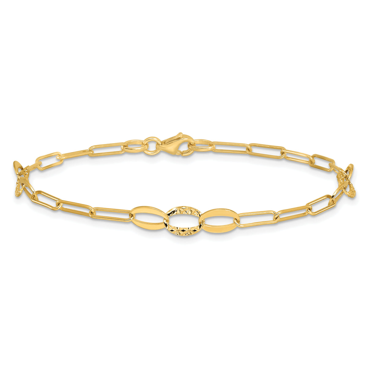 14K D/C Paperclip Link 7.25in Bracelet-SF3017-7.25