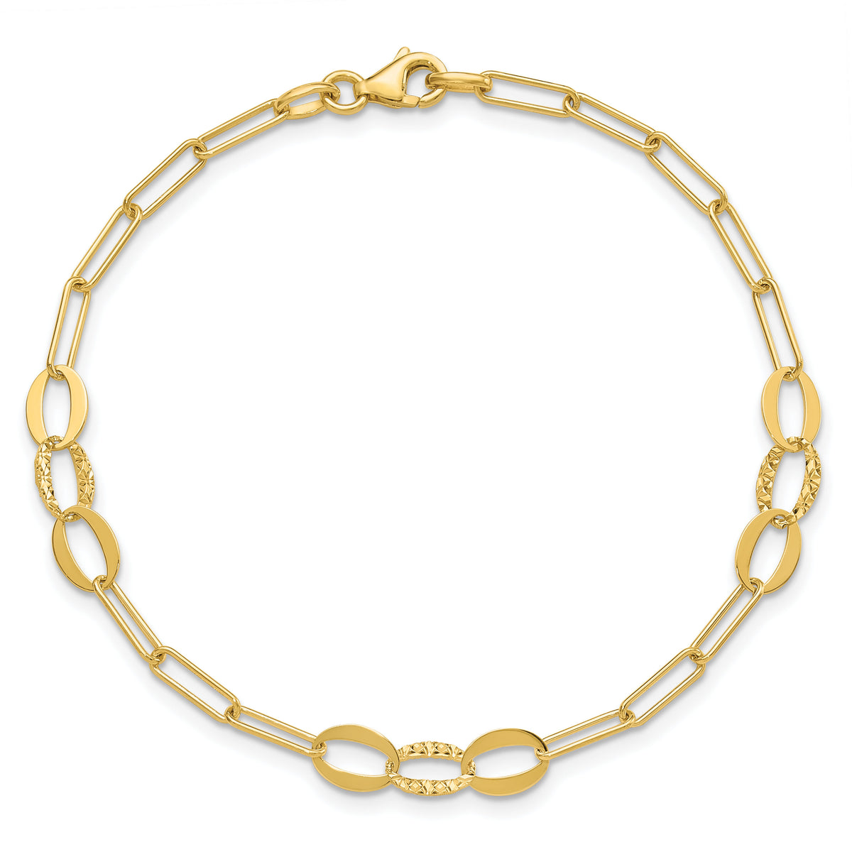 14K D/C Paperclip Link 7.25in Bracelet-SF3017-7.25