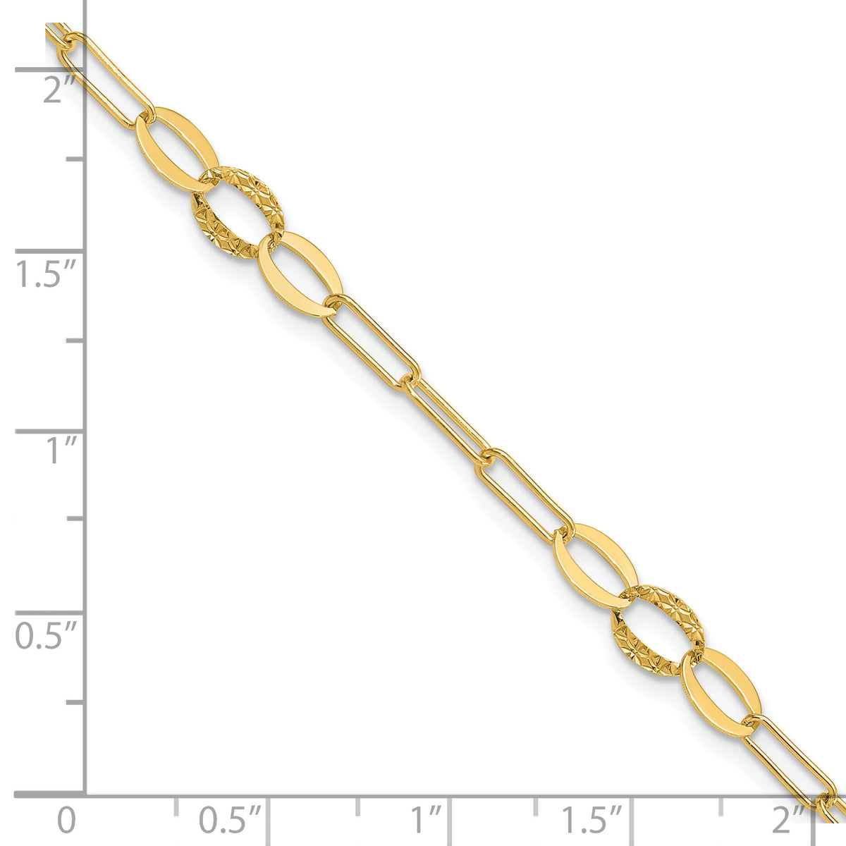 14K D/C Paperclip Link 7.25in Bracelet-SF3017-7.25