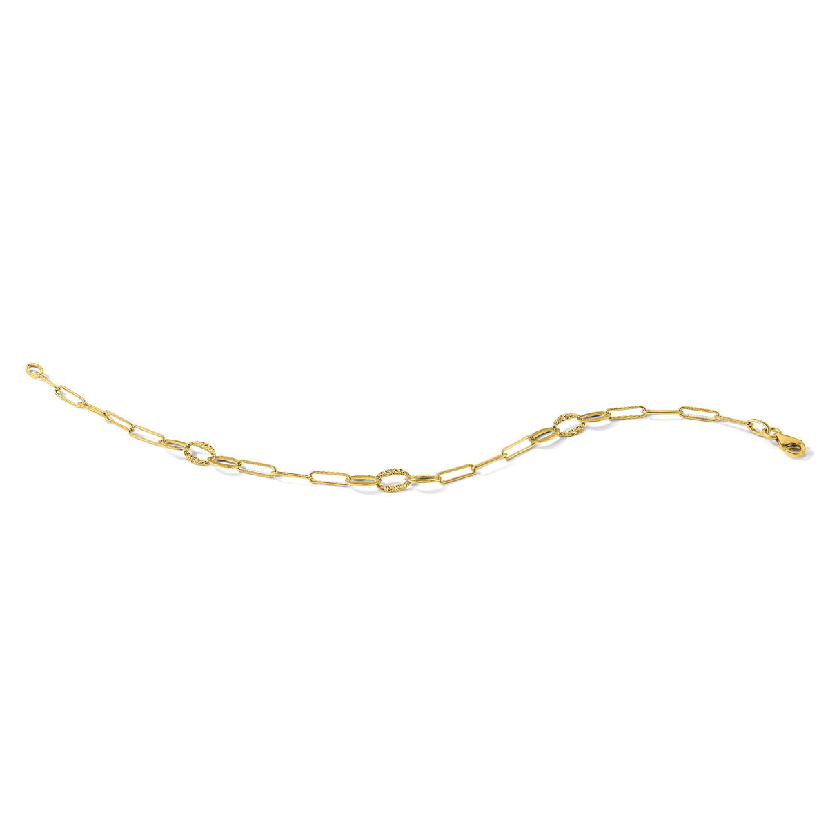 14K D/C Paperclip Link 7.25in Bracelet-SF3017-7.25