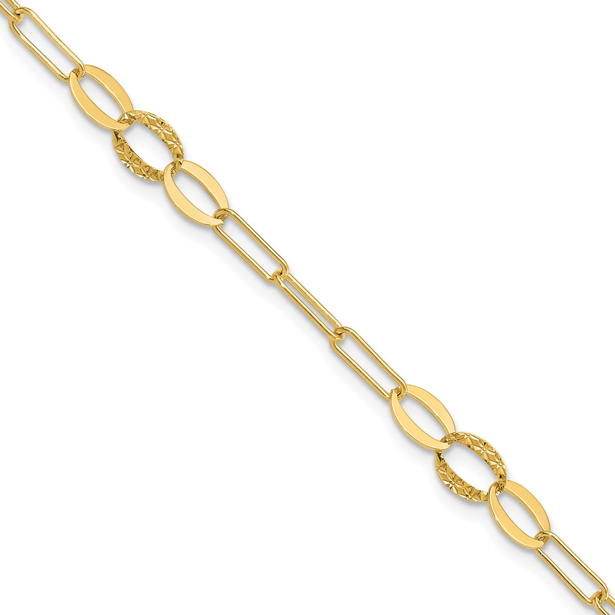 14K D/C Paperclip Link 7.25in Bracelet-SF3017-7.25