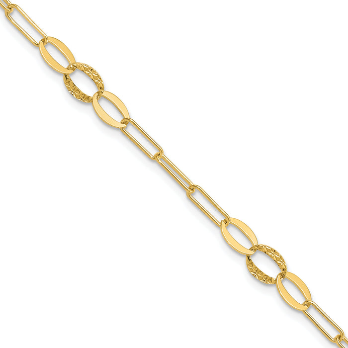 14K D/C Paperclip Link 7.25in Bracelet-SF3017-7.25