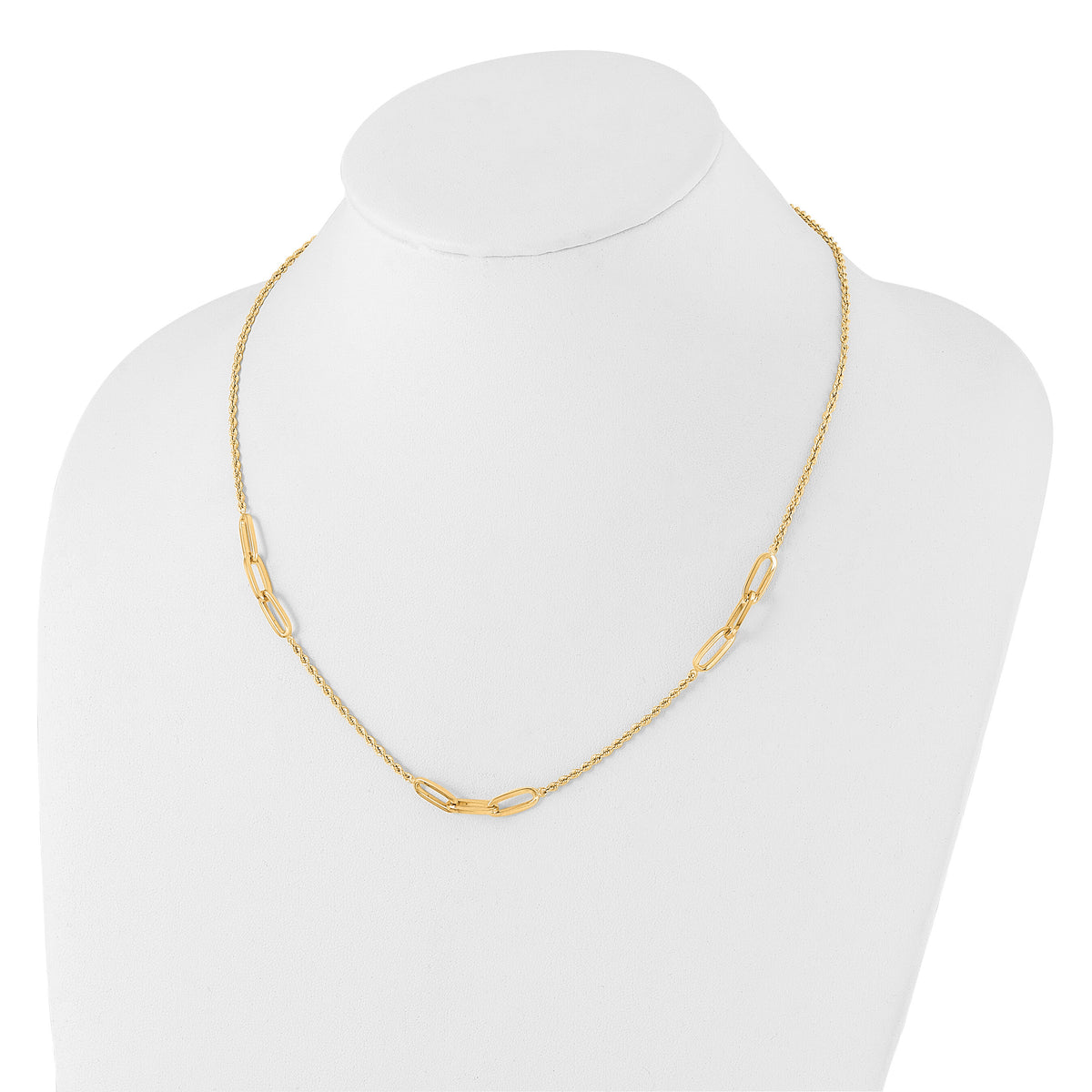 14K Polished and D/C Fancy Link Rope Necklace-SF3021-20.25
