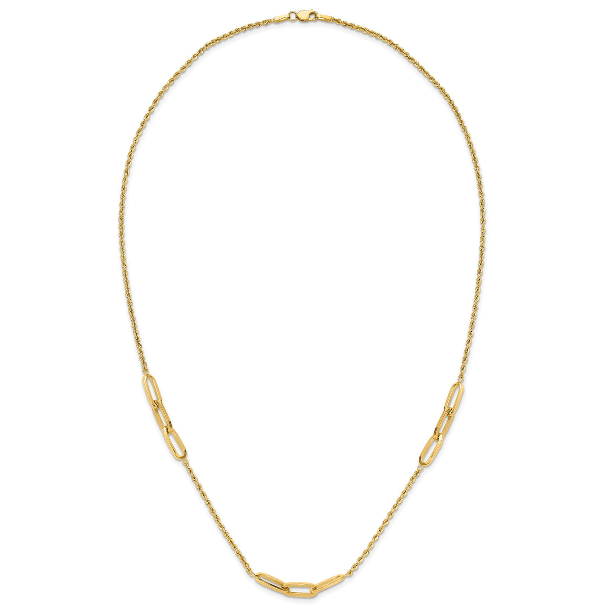 14K Polished and D/C Fancy Link Rope Necklace-SF3021-20.25