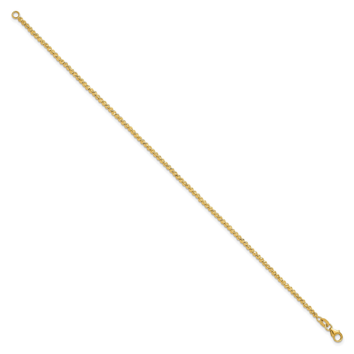 14K Polished and Diamond-cut Beaded Bracelet-SF3023-7.5