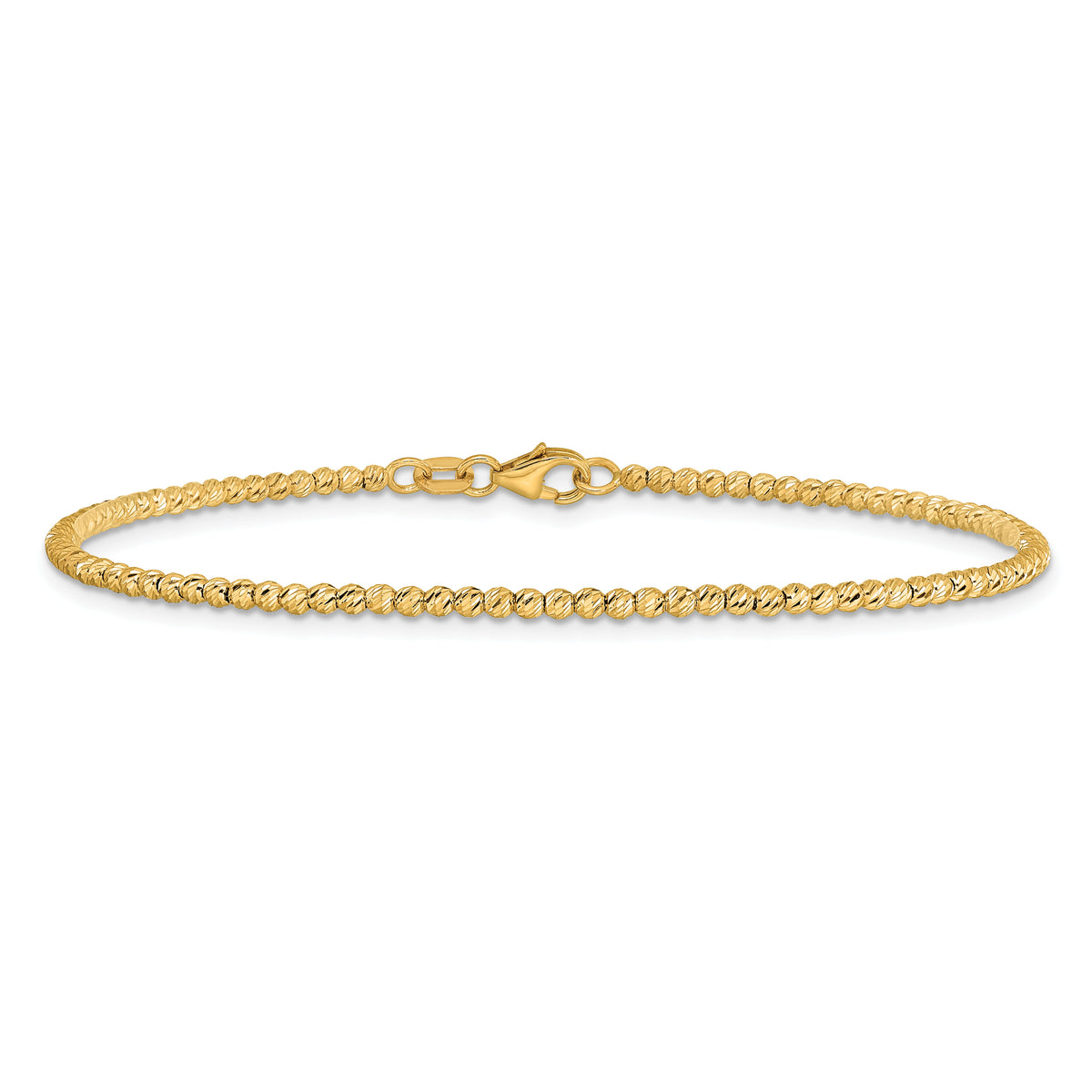 14K Polished and Diamond-cut Beaded Bracelet-SF3023-7.5