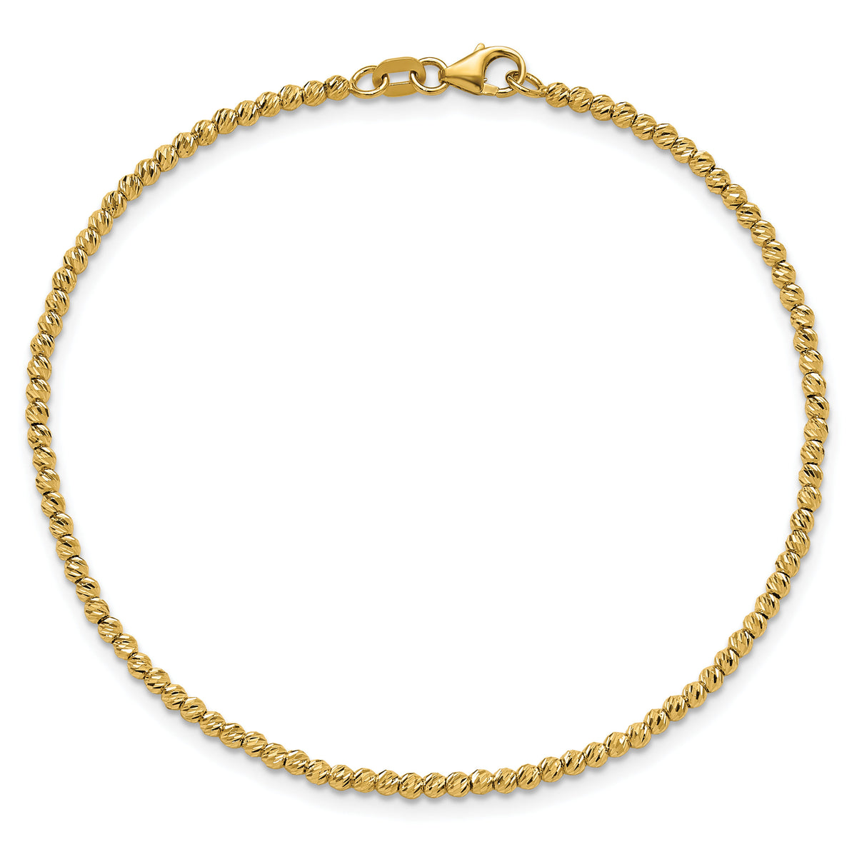 14K Polished and Diamond-cut Beaded Bracelet-SF3023-7.5