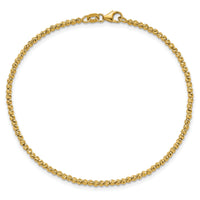 14K Polished and Diamond-cut Beaded Bracelet-SF3023-7.5