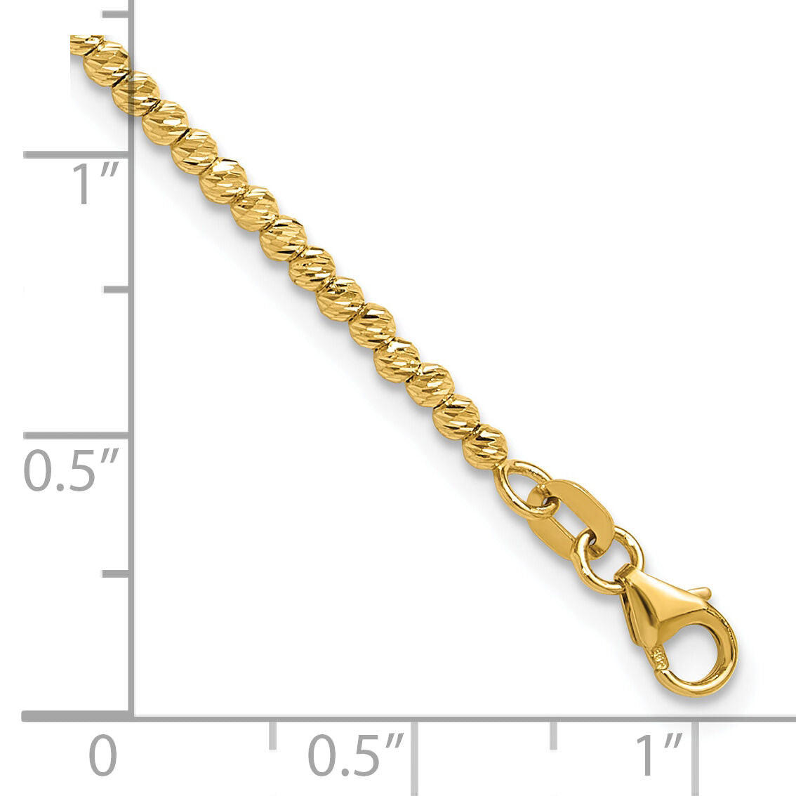 14K Polished and Diamond-cut Beaded Bracelet-SF3023-7.5