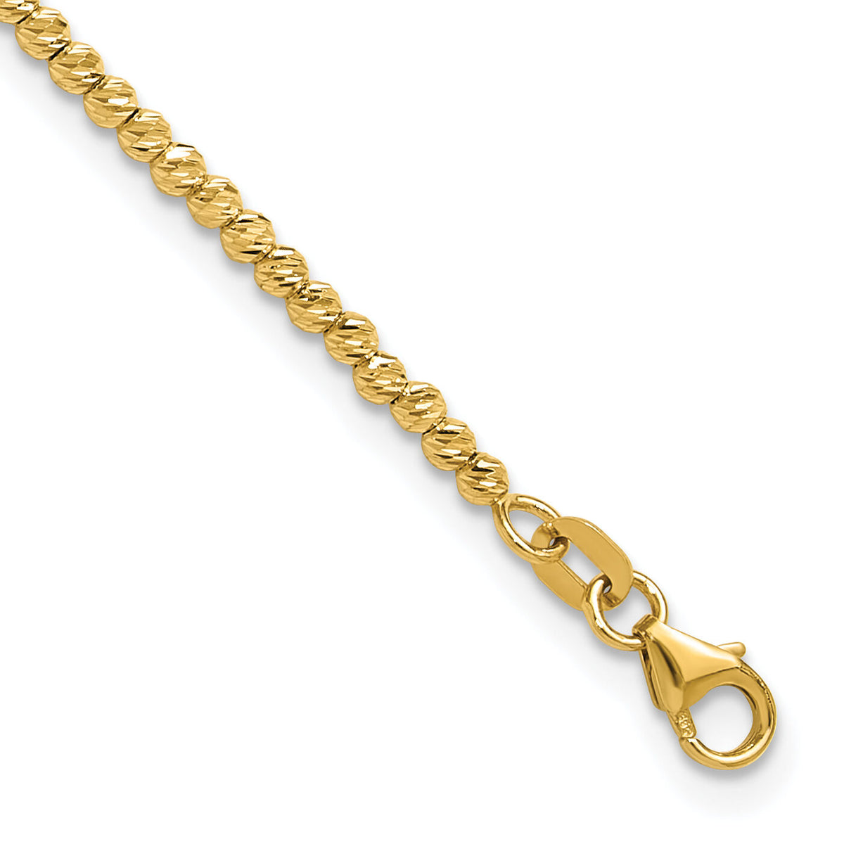 14K Polished and Diamond-cut Beaded Bracelet-SF3023-7.5
