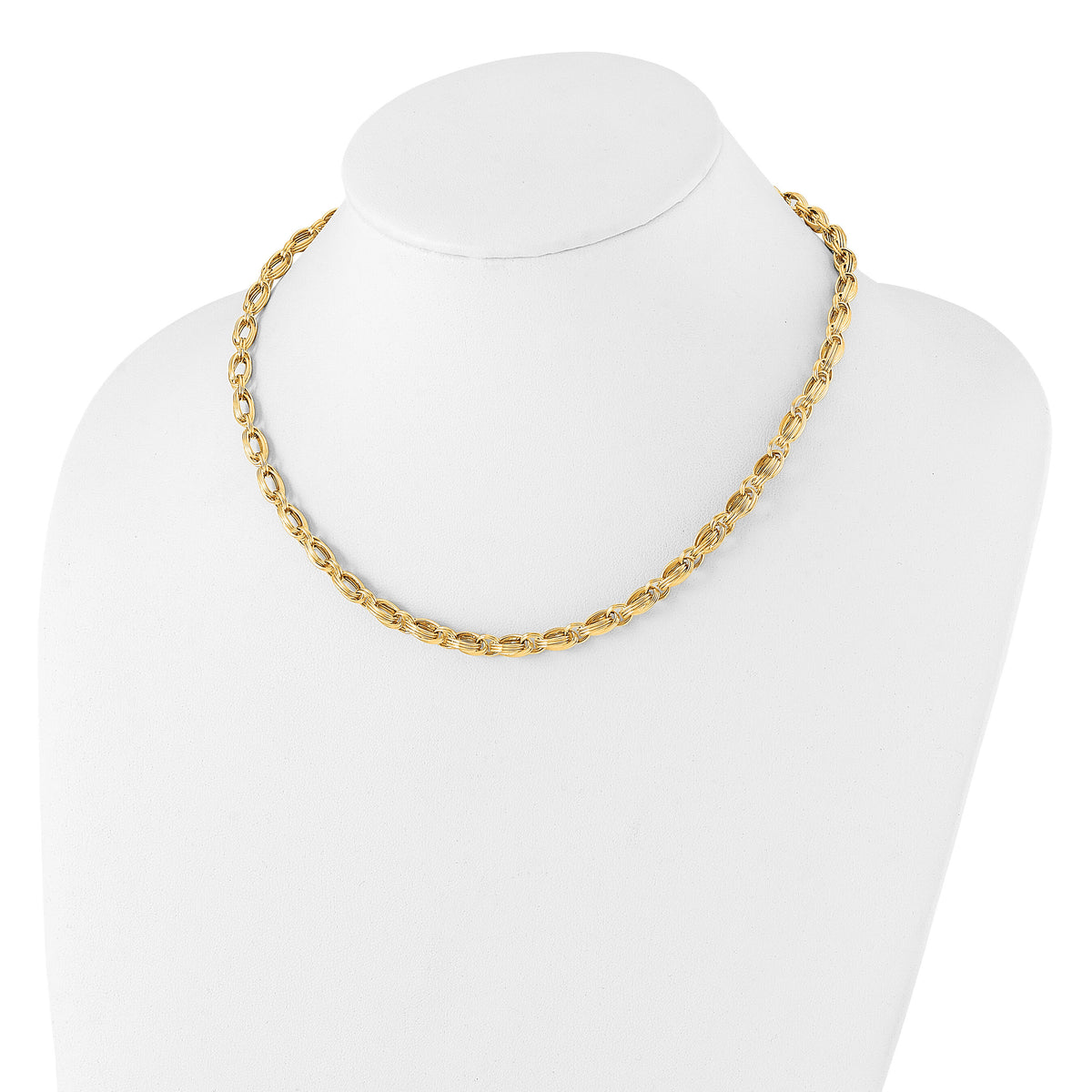 14K Polished Oval Fancy Link Necklace-SF3025-18