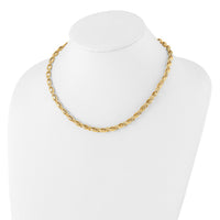 14K Polished Oval Fancy Link Necklace-SF3025-18