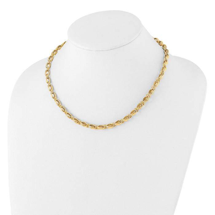 14K Polished Oval Fancy Link Necklace-SF3025-18