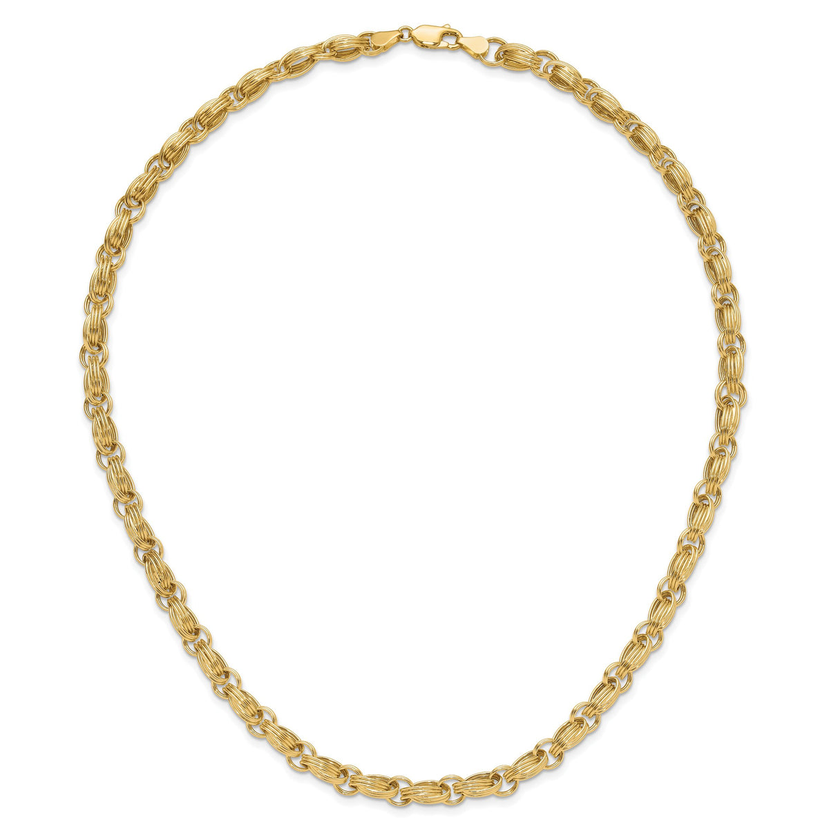 14K Polished Oval Fancy Link Necklace-SF3025-18