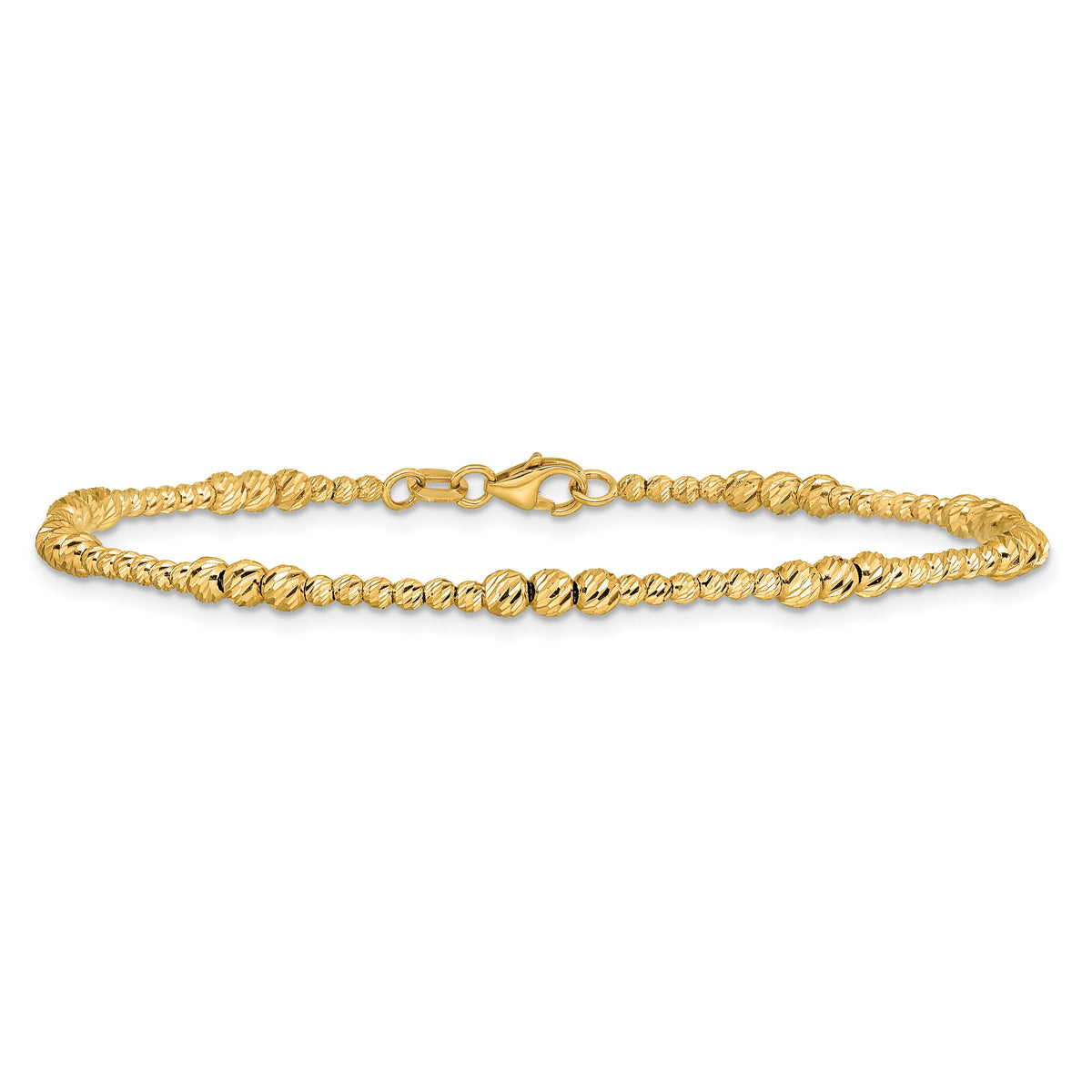 14K Diamond-cut Beaded 7.5in Bracelet-SF3026-7.5