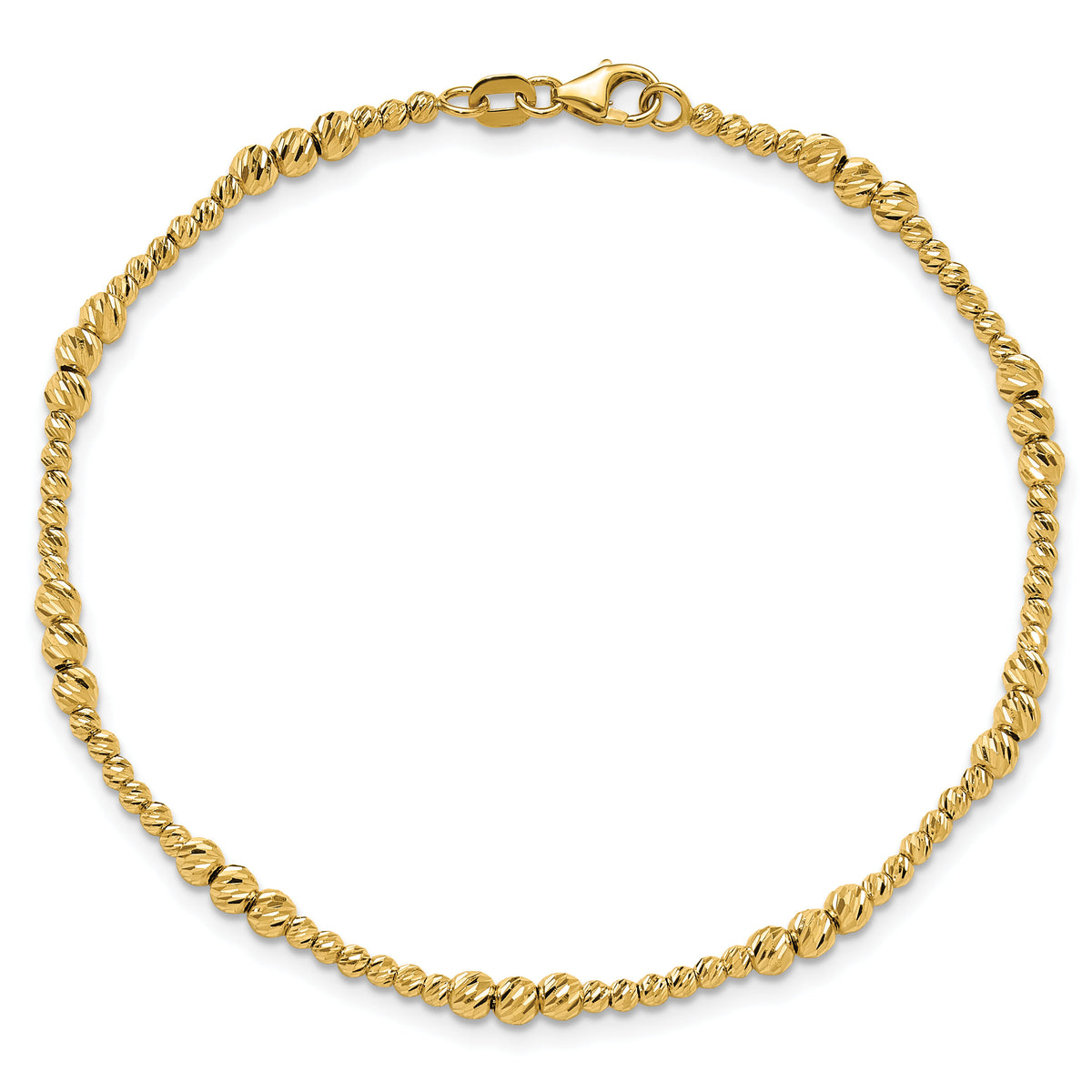 14K Diamond-cut Beaded 7.5in Bracelet-SF3026-7.5