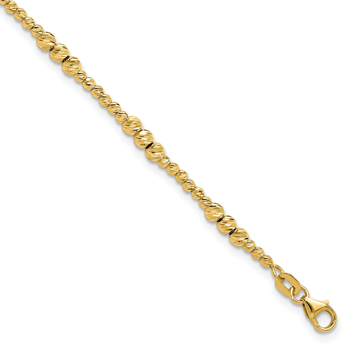 14K Diamond-cut Beaded 7.5in Bracelet-SF3026-7.5