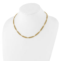 14k Polished and D/C Multi-Strand and Beaded 18.25in Necklace-SF3027-18.25