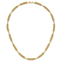 14k Polished and D/C Multi-Strand and Beaded 18.25in Necklace-SF3027-18.25
