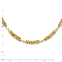 14k Polished and D/C Multi-Strand and Beaded 18.25in Necklace-SF3027-18.25