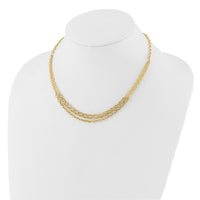 14K Polished and Textured Fancy 3 Layer Cable Necklace-SF3028-17