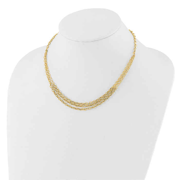 14K Polished and Textured Fancy 3 Layer Cable Necklace-SF3028-17