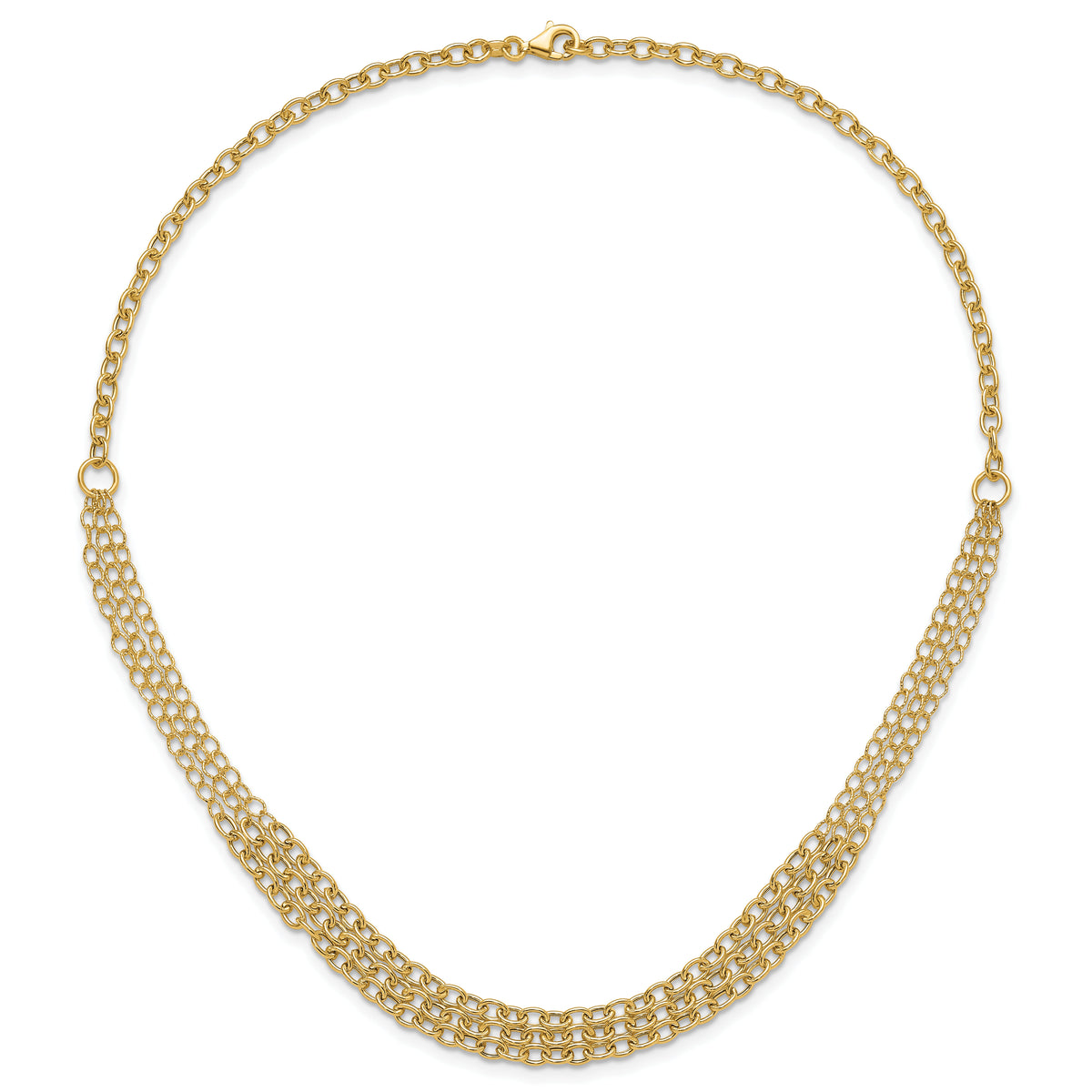 14K Polished and Textured Fancy 3 Layer Cable Necklace-SF3028-17