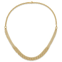 14K Polished and Textured Fancy 3 Layer Cable Necklace-SF3028-17